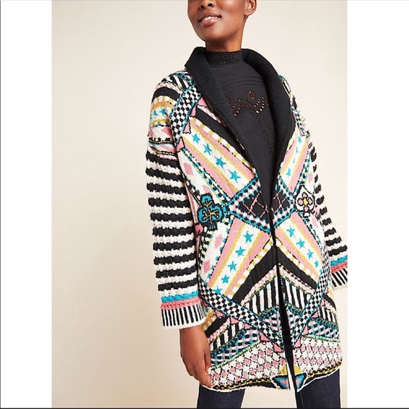 ❌SOLD❌Anthro | Josefana Jacquard Sweater Coat  S - Picture 3 of 4